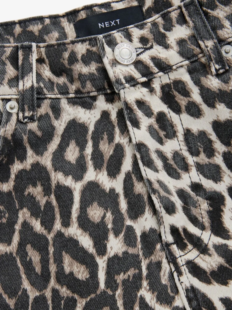 Luipaard - Katoenen jeans met print en wijde pijpen