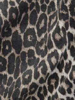 Luipaard - Katoenen jeans met print en wijde pijpen