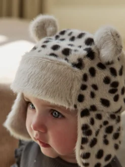 Luipaard-imitatiebont met oren - Baby pilotenmuts (0mnd -2jr)