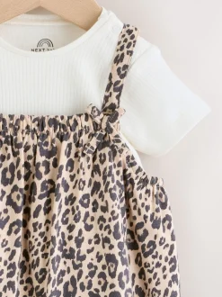 Luipaardprint - Babyjersey bretelbroeken en Bodysuits Set van 2 stuks (0maanden -3jaar)