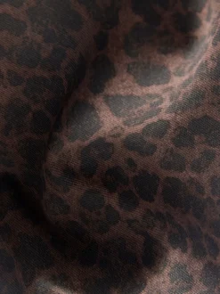 Luipaardprint - Jersey denim broek met wijde pijpen