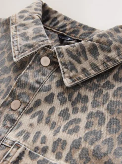 Luipaardprint - Mini Long Sleeve Utility Denim Dress