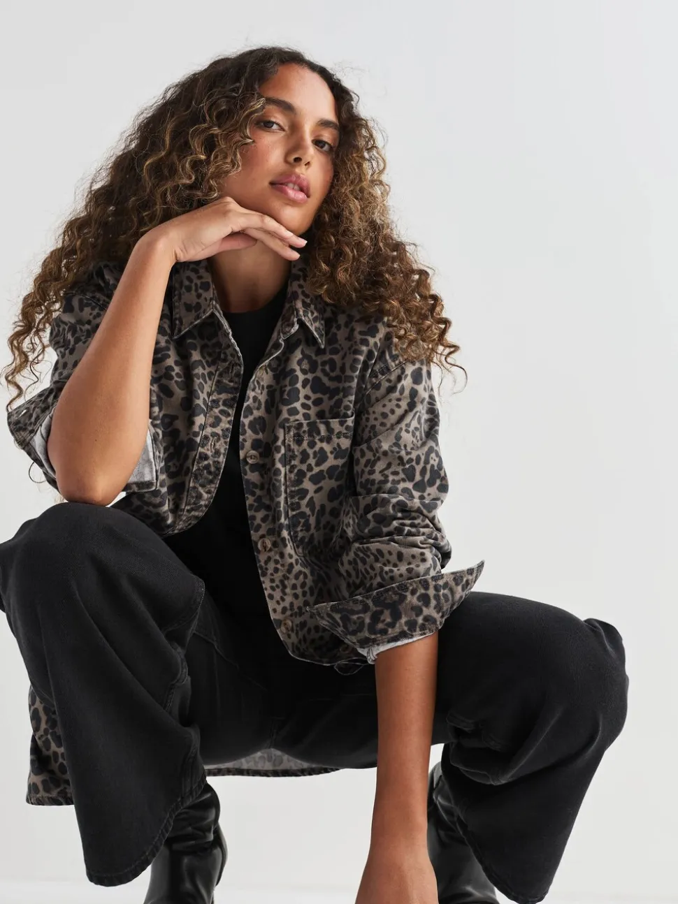 Luipaardprint - Oversized denim overhemd
