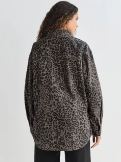 Luipaardprint - Oversized denim overhemd