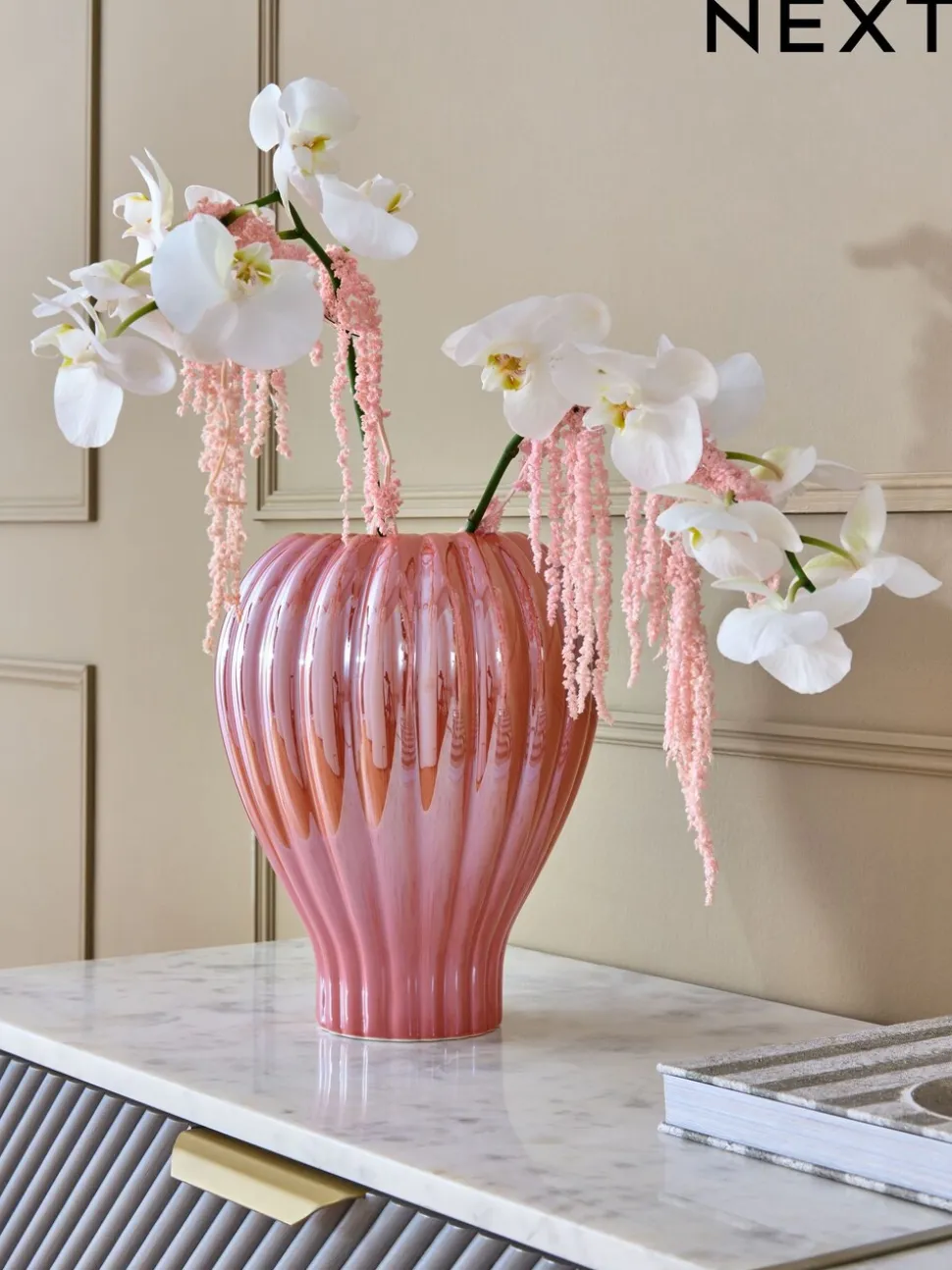 Lustre Ribbed Vase