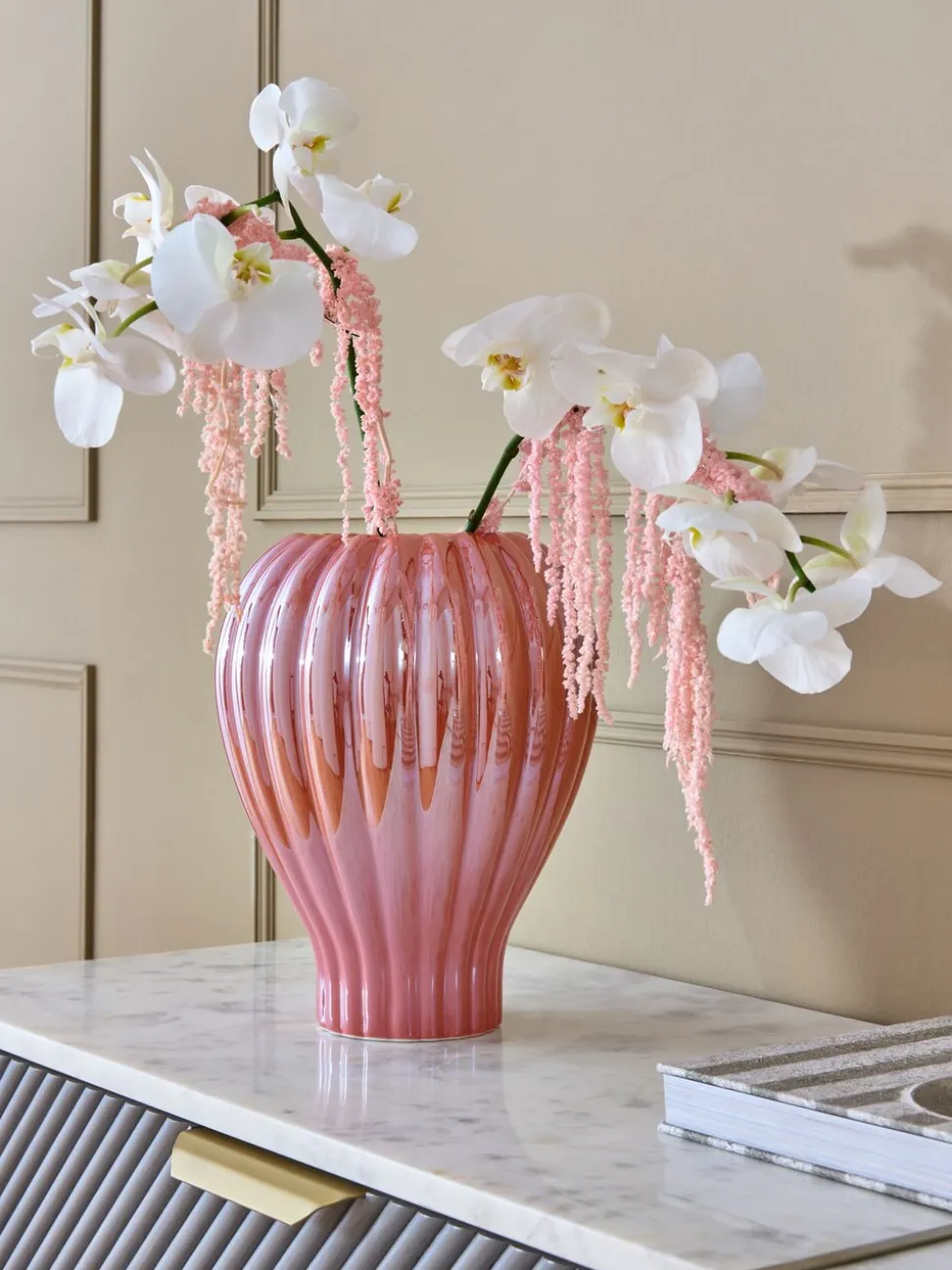 Lustre Ribbed Vase