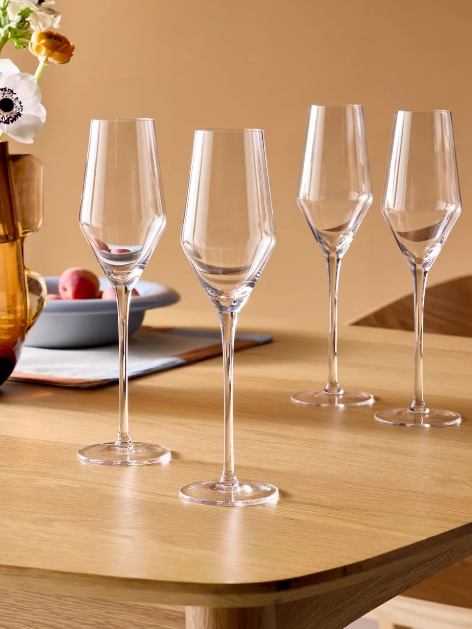 MADE.COM Set van 4 Velma Kristallen Champagneflutes