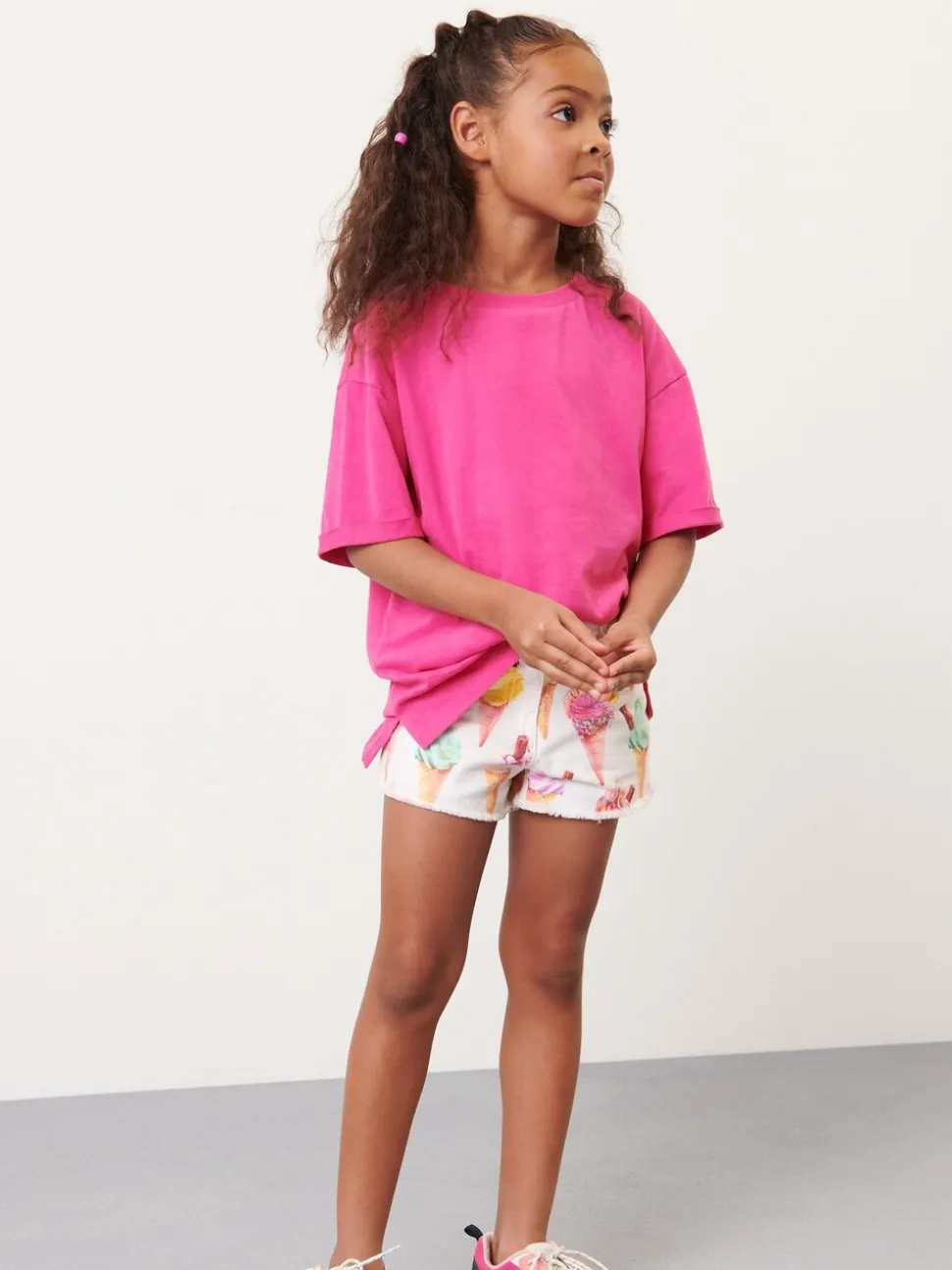 Magenta-roze - Oversized T-shirt (3-16 jr)