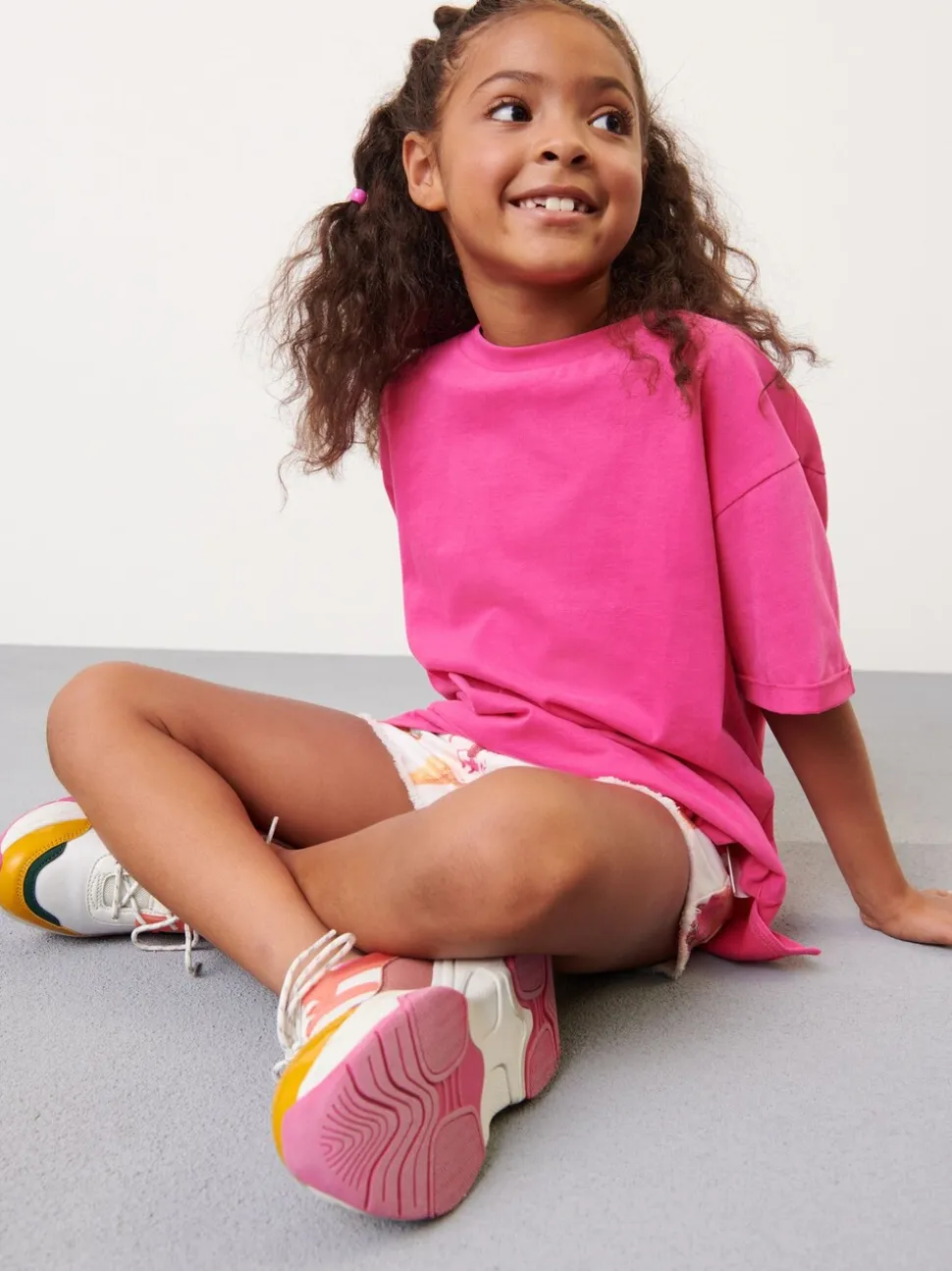 Magenta-roze - Oversized T-shirt (3-16 jr)