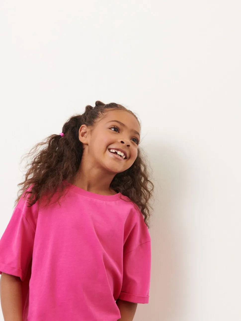 Magenta-roze - Oversized T-shirt (3-16 jr)
