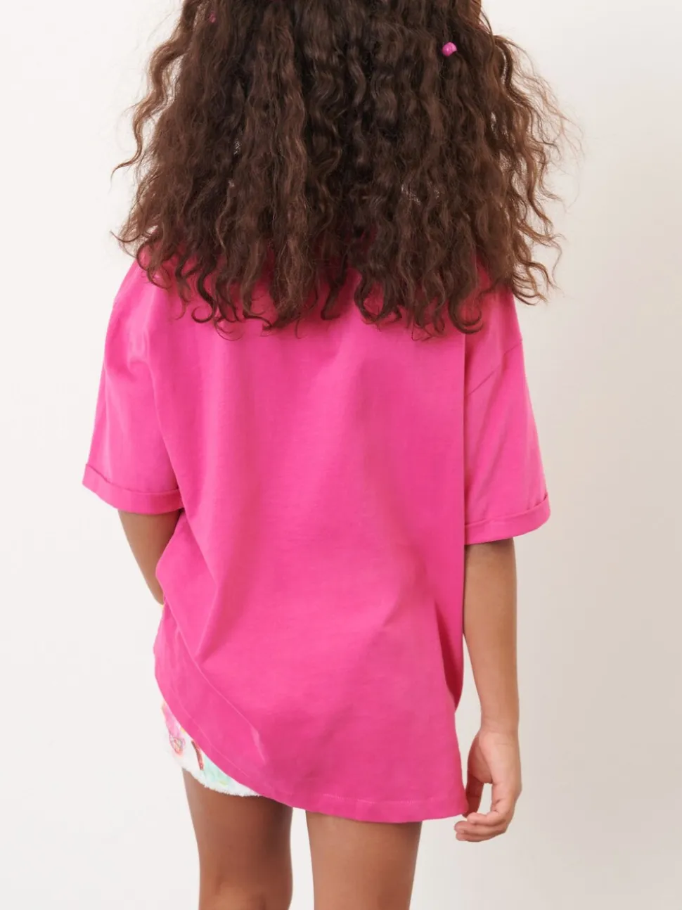 Magenta-roze - Oversized T-shirt (3-16 jr)