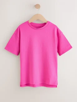 Magenta-roze - Oversized T-shirt (3-16 jr)