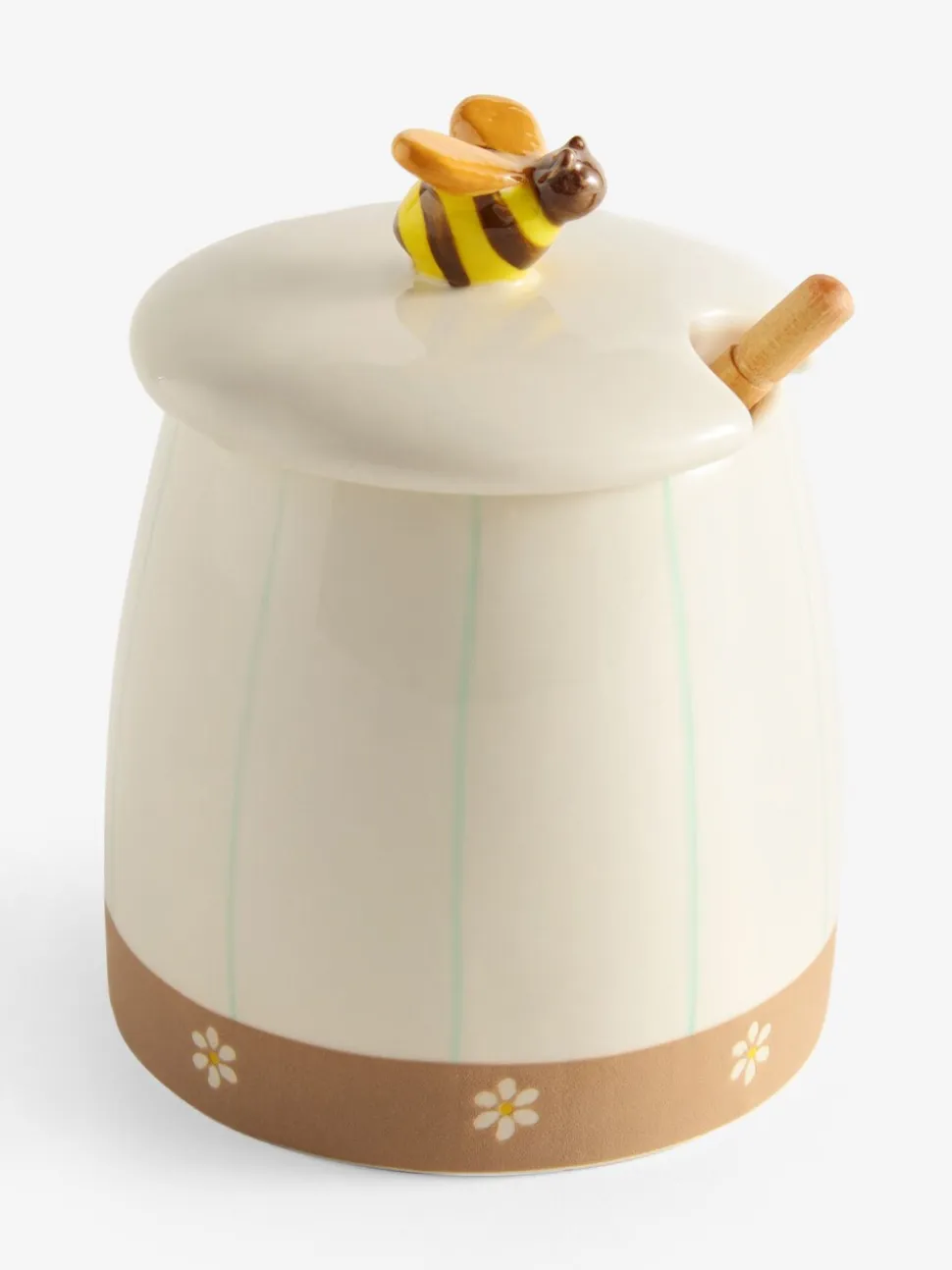 Maisie Floral Print Honey Pot with Wooden Honey Drizzler