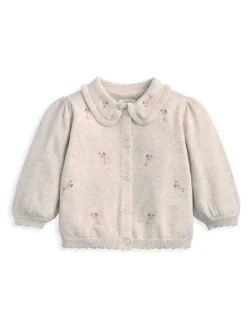Mamas & Papas Embroidered Knit Cardigan & Leggings Set with Scallop Detail