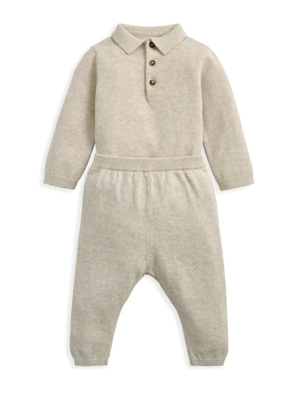 Mamas & Papas Knit Polo Bodysuit & Bottoms Set