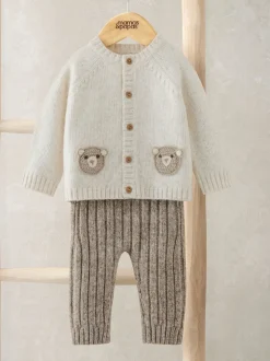 Mamas & Papas Me and You Bear Cardigan & Leggings Knit Set