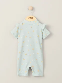 Mamas & Papas surfpakje met textuur, citroentjesprint en korte mouwen