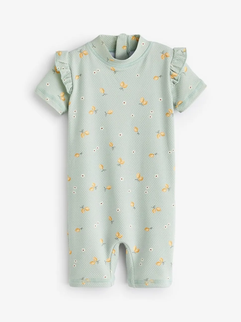 Mamas & Papas surfpakje met textuur, citroentjesprint en korte mouwen