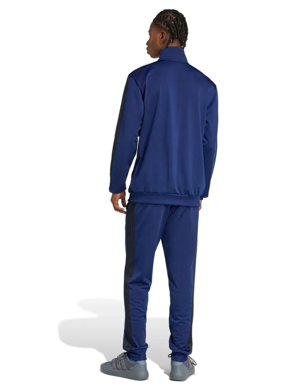 Marineblauw - adidas Sportswear basic tricot trainingspak met 3 strepen