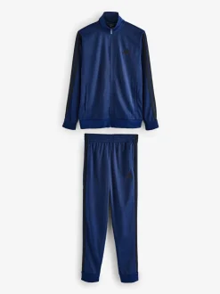 Marineblauw - adidas Sportswear basic tricot trainingspak met 3 strepen