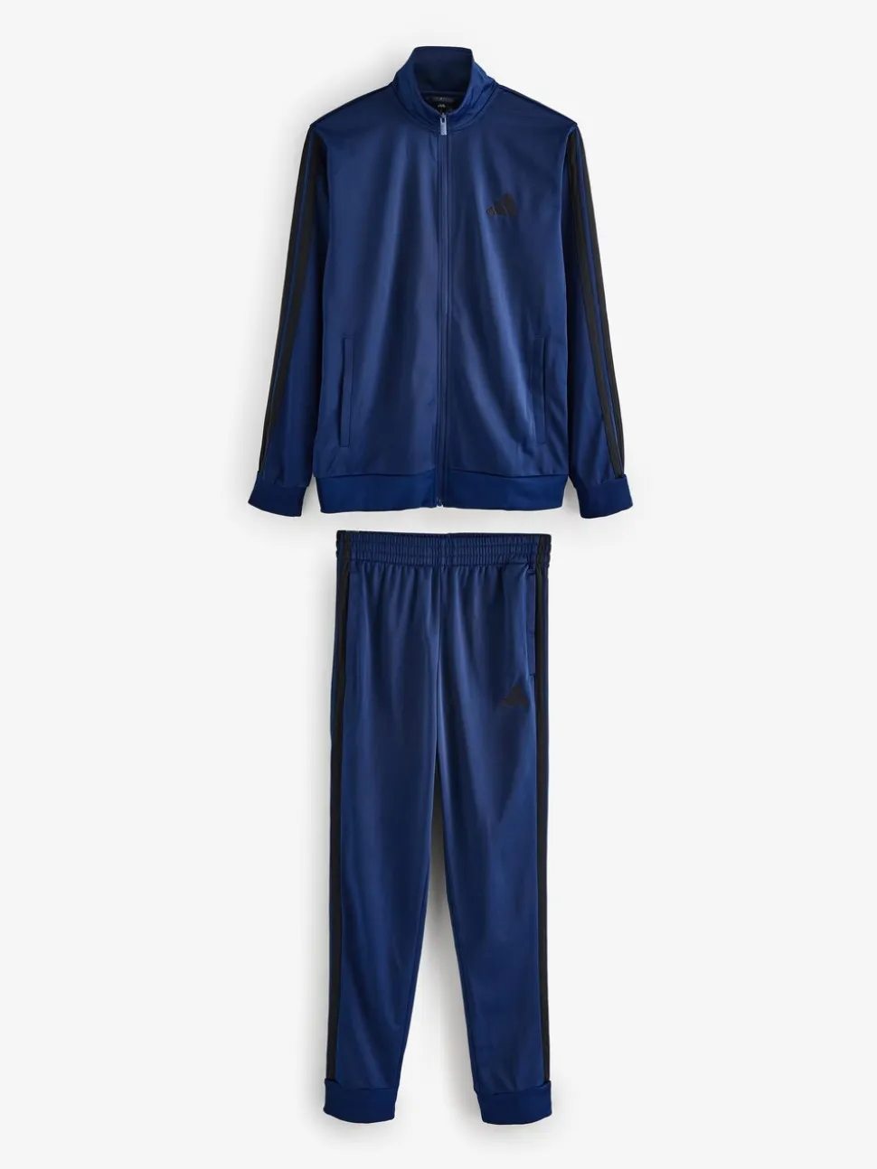 Marineblauw - adidas Sportswear basic tricot trainingspak met 3 strepen