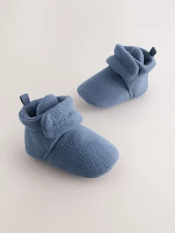 Marineblauw - Baby slofjes met klittenbandsluiting (0-2mnd)
