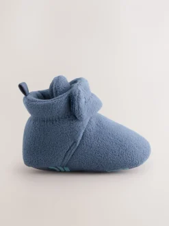 Marineblauw - Baby slofjes met klittenbandsluiting (0-2mnd)