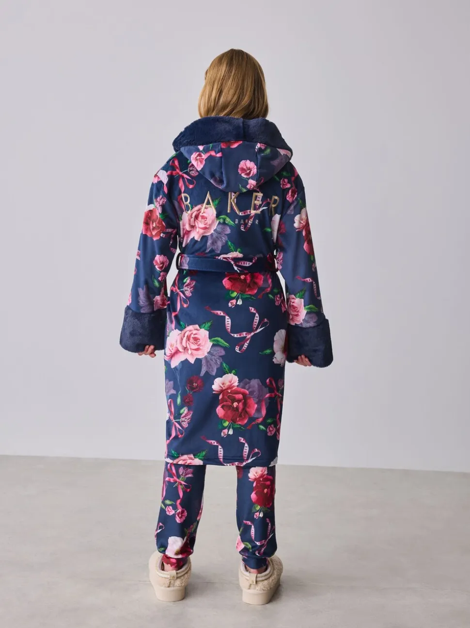 Marineblauw - Baker by Ted Baker All Over Floral Print Robe