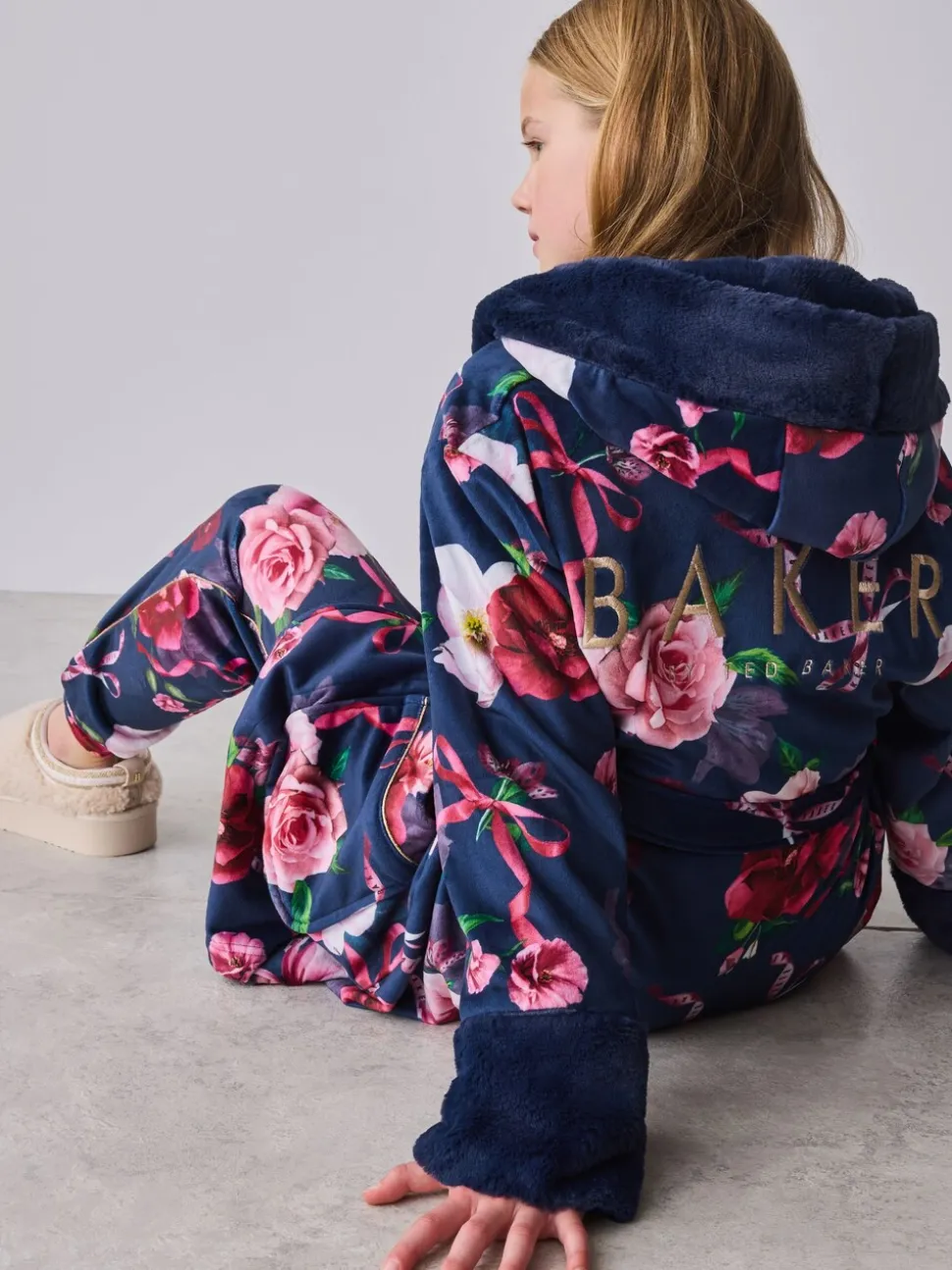 Marineblauw - Baker by Ted Baker All Over Floral Print Robe
