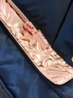 Marineblauw - Baker by Ted Baker - Regenbestendige halfzware gevoerde jas met ceintuur