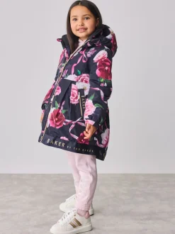Marineblauw - Baker by Ted Baker regenjas met merklogo op de zoom