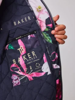 Marineblauw - Baker by Ted Baker regenjas met merklogo op de zoom