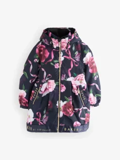 Marineblauw - Baker by Ted Baker regenjas met merklogo op de zoom