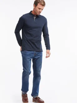 Marineblauw - Barbour® - Essential sport poloshirt met lange mouwen