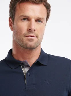 Marineblauw - Barbour® - Essential sport poloshirt met lange mouwen