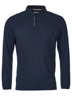 Marineblauw - Barbour® - Essential sport poloshirt met lange mouwen