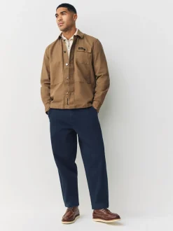Marineblauw - Barrel Fit - Authentic Cotton Rich Stretch Trousers