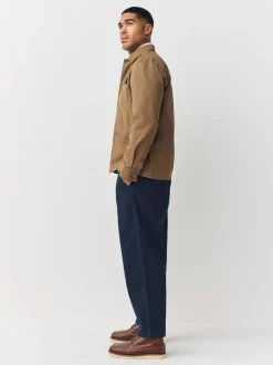 Marineblauw - Barrel Fit - Authentic Cotton Rich Stretch Trousers