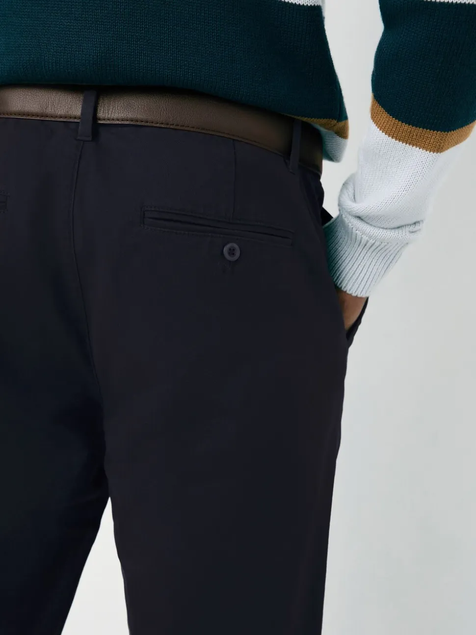 Marineblauw - Belted Soft Touch Pleated Chino Trousers