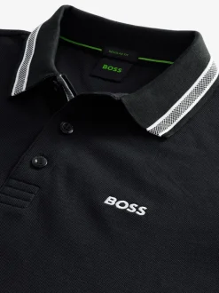 Marineblauw - BOSS Regular Fit Paddy poloshirt met contrasterende kraag