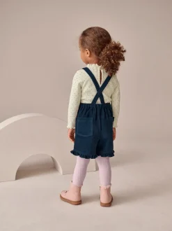 Marineblauw - Bunny Corduroy Dungarees Top and Tights Set (3mths-7yrs)