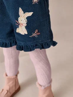 Marineblauw - Bunny Corduroy Dungarees Top and Tights Set (3mths-7yrs)