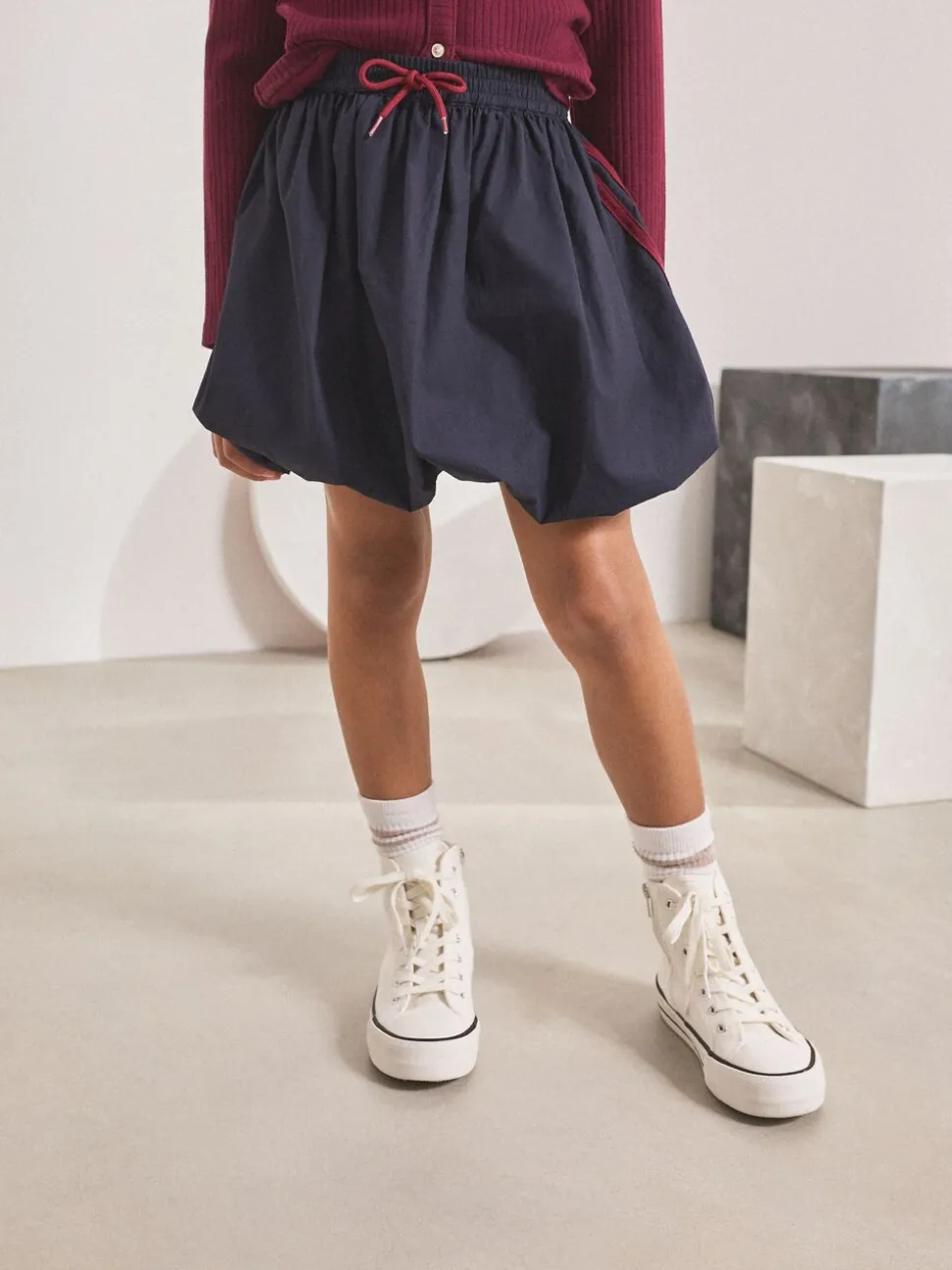Marineblauw - Cargo rok met bubbels (3-16jr)