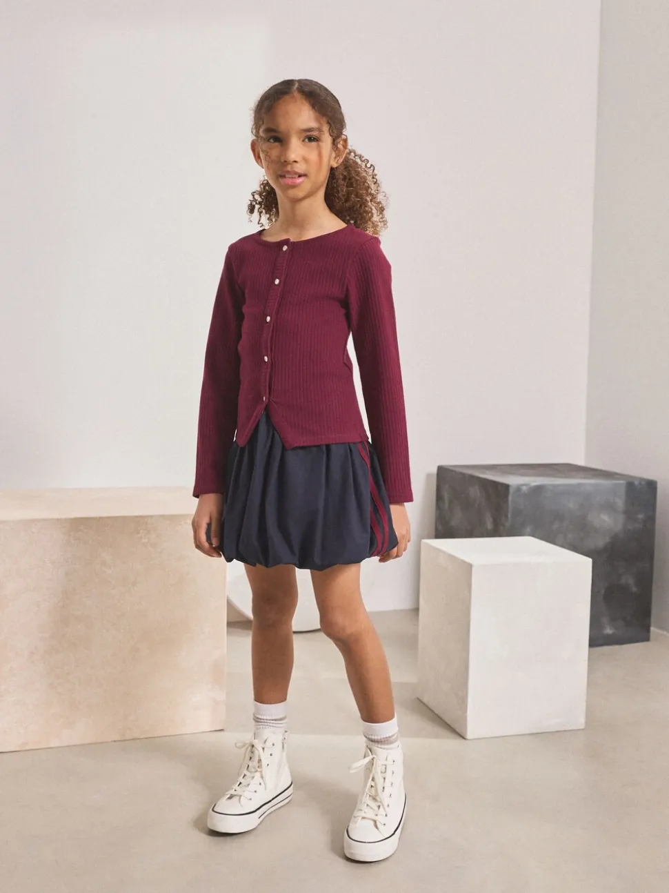 Marineblauw - Cargo rok met bubbels (3-16jr)