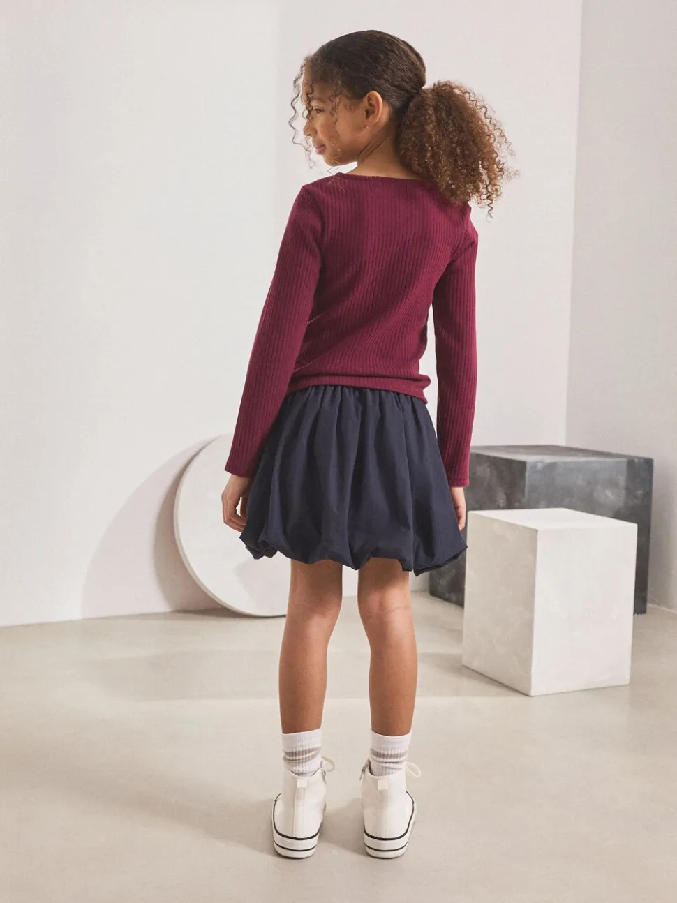Marineblauw - Cargo rok met bubbels (3-16jr)