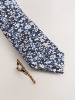 Marineblauw - Das met bloemenprint