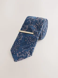 Marineblauw - Design stropdas en clip