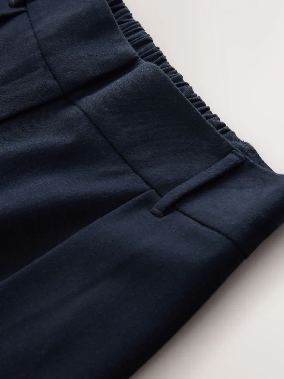 Marineblauw - Elastic Back Wide Leg Trousers With Wool