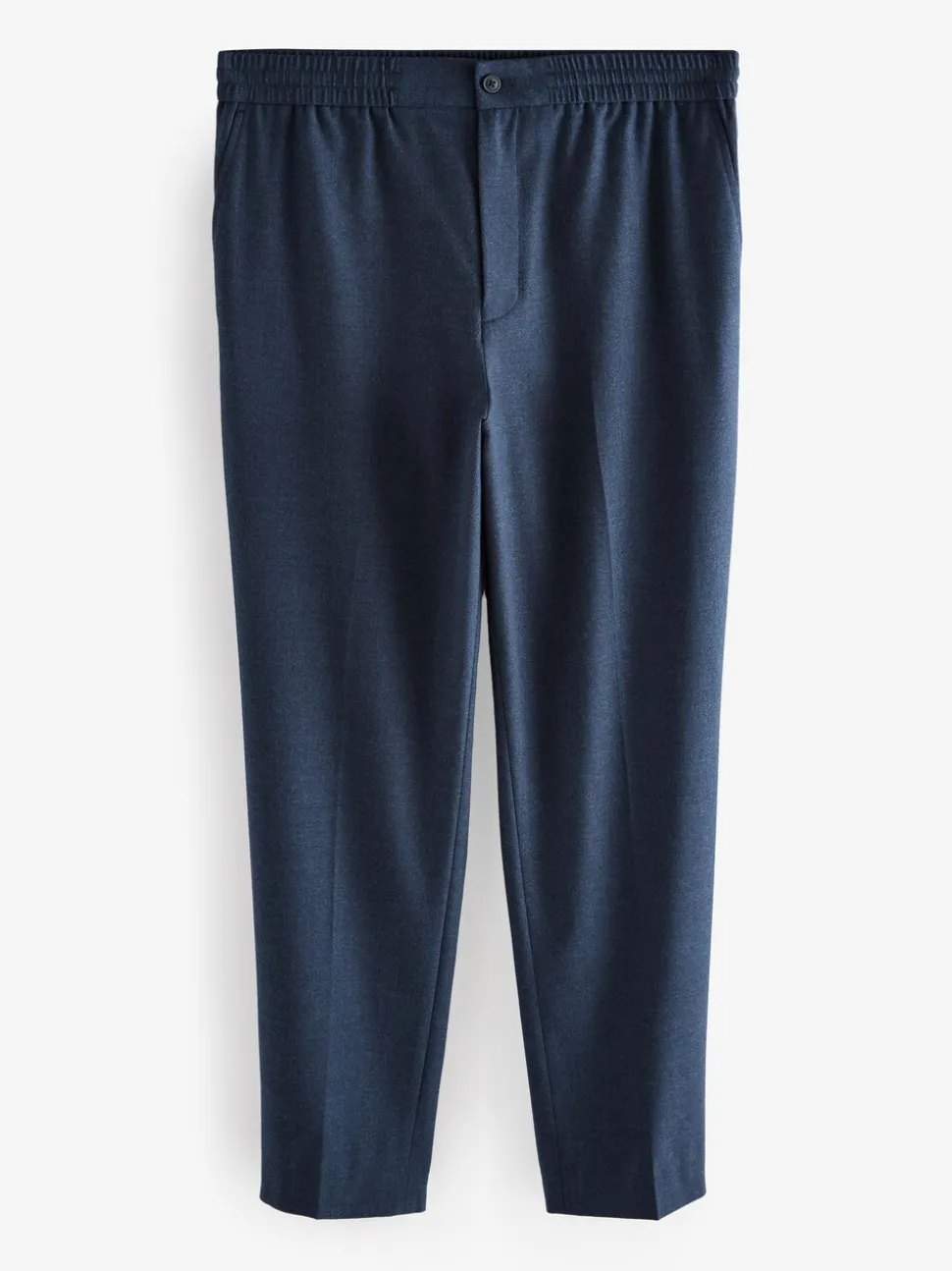 Marineblauw - Elasticated Waist Wool Rich Textured Formal Trousers