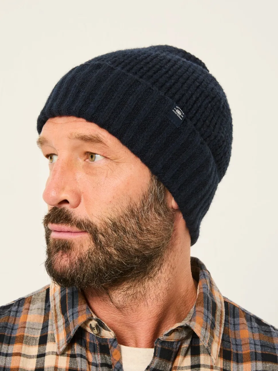 Marineblauw - FatFace beanie met wafelpatroon